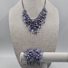 Conjunto de pulseira de colar Cha Cha Gunmetal azul contas claras punho elástico comprar usado Conjunto de pulseira de colar Cha Cha Gunmetal azul contas claras punho elástico comprar usado  Enviando para Brazil