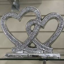 Silver double heart for sale  LONDON