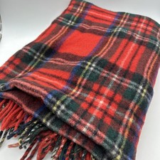 Tapete de viagem vintage vermelho tartan cobertor de lã borlas feito na Austrália comprar usado  Enviando para Brazil