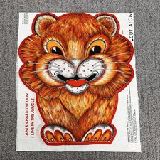 Antigo tecido painel travesseiro de pelúcia Richard the Lion Jungle Animal corte e costura anos 60 anos 70 comprar usado  Enviando para Brazil