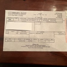 Declaração de confirmação de execução comercial Bernard Madoff Ponzi Bernie - Não marcada, usado comprar usado  Enviando para Brazil