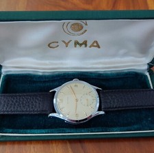 Vintage jumbo szwajcarski zegarek Cyma 1950s 38mm świetny stan z oryginalnym pudełkiem na sprzedaż  PL