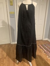 Vestido maxi boêmio World Market preto, prata e branco tamanho G/XL Coastal Core comprar usado  Enviando para Brazil