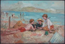 Antique painting children d'occasion  Expédié en Belgium