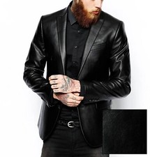Blazer clássico masculino pele de cordeiro couro real casaco de botão preto jaqueta de couro macio, usado comprar usado  Enviando para Brazil