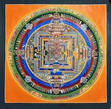 Grande mandala tibetana pintada à mão Kala chakra Thangka pintura Om yoga Buda A, usado comprar usado  Enviando para Brazil