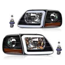 Ajuste para 97-2004 F-150 Expedition LED DRL faróis e luzes de canto preto/claro comprar usado  Enviando para Brazil