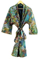 Bata de baño con estampado de cachemira, bata de algodón puro hecha a mano con puntada Kantha, kimono de algodón, segunda mano  Embacar hacia Mexico