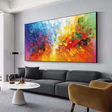 Pintura a óleo pintada à mão arte de parede sala de estar decoração moderna abstrata azul, usado comprar usado  Enviando para Brazil