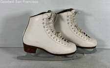 Patins femininos Riedell de couro branco biqueira redonda com cadarço clássico tornozelo gelo tamanho 3 comprar usado  Enviando para Brazil