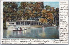 Postal artística vintage escena de barco de río segunda mano  Embacar hacia Mexico