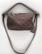 Usado, Bolsa tiracolo SARACENO BELLAGIO couro cinza italiano tecido hobo comprar usado  Enviando para Brazil