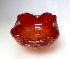 MURANO VENEZIANO BAROVIER VERMELHO CORDONATO d'ORO ARTE VASO TIGELA DE VIDRO comprar usado  Enviando para Brazil