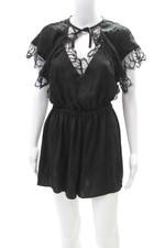 Usado, Romper feminino IRO mistura de seda acabamento em renda estampado gola V sem mangas preto tamanho 36 comprar usado  Enviando para Brazil