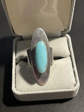 Anel vintage de prata esterlina 950 Taxco México formato oval turquesa tamanho 6,25, usado comprar usado  Enviando para Brazil