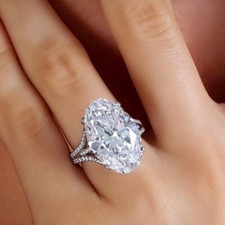 Joia feminina folheada a prata, anel oval zircão cúbico presente da moda tamanho 6-10 comprar usado  Enviando para Brazil