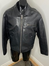 Jaqueta Bombardeiro Vintage Campagnia Masculina Grande Couro Preto Bolsos Forrados Acolchoados comprar usado  Enviando para Brazil