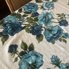 Toalha de mesa MCM Blue Roses Flowers verde folha terrycloth toalha de piquenique não usada, usado comprar usado  Enviando para Brazil
