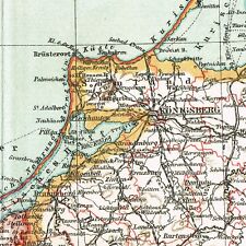 Pomorze Wschodnie Oryginalna mapa 1905 POMERELIA PRUSSIA POLAND Gdansk Map na sprzedaż  Wysyłka do Poland