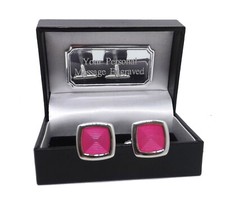 Moderno Rosa Cuadrado Esmalte Hombre Boda Regalo Gemelos En Caja Personalizada comprar usado  Enviando para Brazil