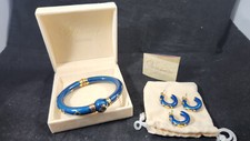 Conjunto de brincos pulseira Veronese prata esterlina esmaltada ouro azul Vermeil comprar usado  Enviando para Brazil
