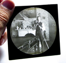 Raro jogador de sinuca/bilhar foto antiga lanterna mágica slide #240, usado comprar usado  Enviando para Brazil