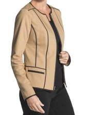 Jaqueta Chico’s City Chic Sofisticada Costurada Feminina Tamanho 1/Médio Marrom Acabamento Preto comprar usado  Enviando para Brazil