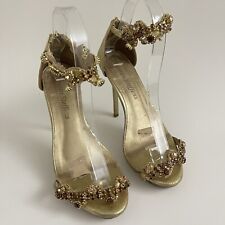 Usado, Sandálias Carmen Steffens salto cristal joias biqueira aberta plataforma dourada 36/37 EUA 7 comprar usado  Enviando para Brazil