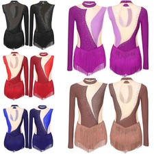 Vestido feminino cintilante collant malha patchwork bodysuit competição roupa de dança comprar usado  Enviando para Brazil