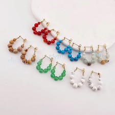 Usado, Brincos de ouro pendurados em círculo com miçangas redondas multicoloridas naturais 4-6 mm comprar usado  Enviando para Brazil