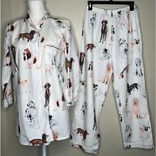 Conjunto de pijama de algodón de lino fino Pine Cone Hill manga larga camisa pantalones estampado de perro S segunda mano  Embacar hacia Argentina