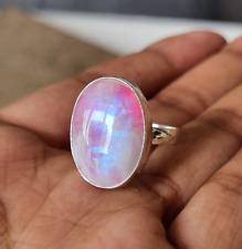 Usado, Lindo anel de pedra da lua rosa 925 prata esterlina pedra preciosa todos os tamanhos MK* comprar usado  Enviando para Brazil