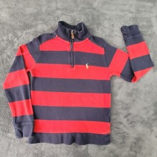 Camisa polo masculina Ralph Lauren 8 listras de rugby 1/4 zíper azul marinho vermelha manga longa, usado comprar usado  Enviando para Brazil