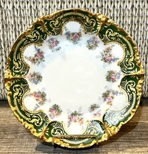 Plato de Coleccionista Limoges Jean Pouyat Antiguo Floral Verde Esmeralda y Oro H54 segunda mano  Embacar hacia Mexico