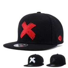 Boné de beisebol masculino hip hop snapback preto X bordado aba plana ajustável comprar usado  Enviando para Brazil