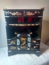 Antigo Armário de Joias Japonês Fino Laca Preta 6 Gavetas Porta com Chave HD/PTD LOOK comprar usado  Enviando para Brazil