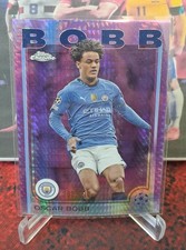 Używany, 2024-25 Topps Chrom UEFA Oscar Bobb Fioletowy ogniotrwały pryzmat /299 Manchester City na sprzedaż  PL