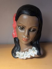 VINT KREDA HAWAJSKA DZIEWCZYNA POPIERSIE POLINEZYJSKIE HULA HIBISKUS LATA 50. na sprzedaż  Wysyłka do Poland