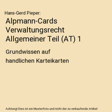 Alpmann cards verwaltungsrecht gebraucht kaufen Alpmann cards verwaltungsrecht gebraucht kaufen  Trebbin
