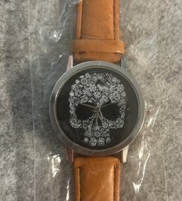 Relógio Silvertone Skull pulseira marrom 9,5 pol. sem marca novo no pacote comprar usado  Enviando para Brazil