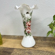 Vaso de flores de vidro leitoso consolidado ouro rosa frisado decoração à mão vintage comprar usado Vaso de flores de vidro leitoso consolidado ouro rosa frisado decoração à mão vintage comprar usado  Enviando para Brazil