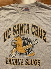 Camisa masculina vintage anos 90 UC SANTA CRUZ BANANA SLUGS tamanho XXL cinza 1997, usado comprar usado  Enviando para Brazil