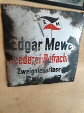 Emailshild EDGAR MEWE Reederei Befrachtung Duisburg Germany prewar WWII ORYGINAL na sprzedaż  PL