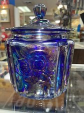 Antigo frasco de biscoito rosa aberto cobalto iridescente azul Mayfair âncora em excelente estado usado comprar usado  Enviando para Brazil