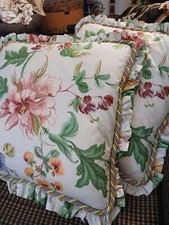 Travesseiro decorativo vintage com estampa floral Chintz com bordas de babado e acabamento colorido, usado comprar usado  Enviando para Brazil