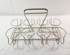 Vintage MCM 8 Copo de Vidro Fio Metal Caddy Rack Suporte para Bebidas Meio Século, usado comprar usado  Enviando para Brazil