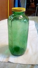 Jarro de geladeira vintage de vidro verde em relevo água/suco com tampa 40,OZ 9" comprar usado  Enviando para Brazil