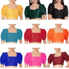 Blusa feminina Way2Like com botões Saree não acolchoada costurada choli crop top comprar usado  Enviando para Brazil