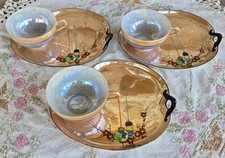 Conjunto de 3 lanches vintage de porcelana pintados à mão laranja pêssego Japão década de 1930 comprar usado  Enviando para Brazil