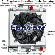 Radiador de 3 fileiras + ventilador de cobertura para 92-2000 Honda Civic D15 D16 EK Integra Del Sol comprar usado  Enviando para Brazil